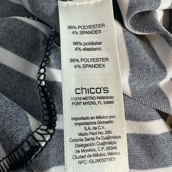 Chicos Women's Black & White Stripe Dress Long Sleeve Sz 0/ Small 3/4 Sleeve - Picture 8 of 10